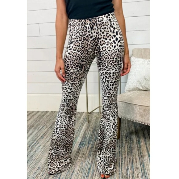 Pants - Leopard Print Bell Bottoms
